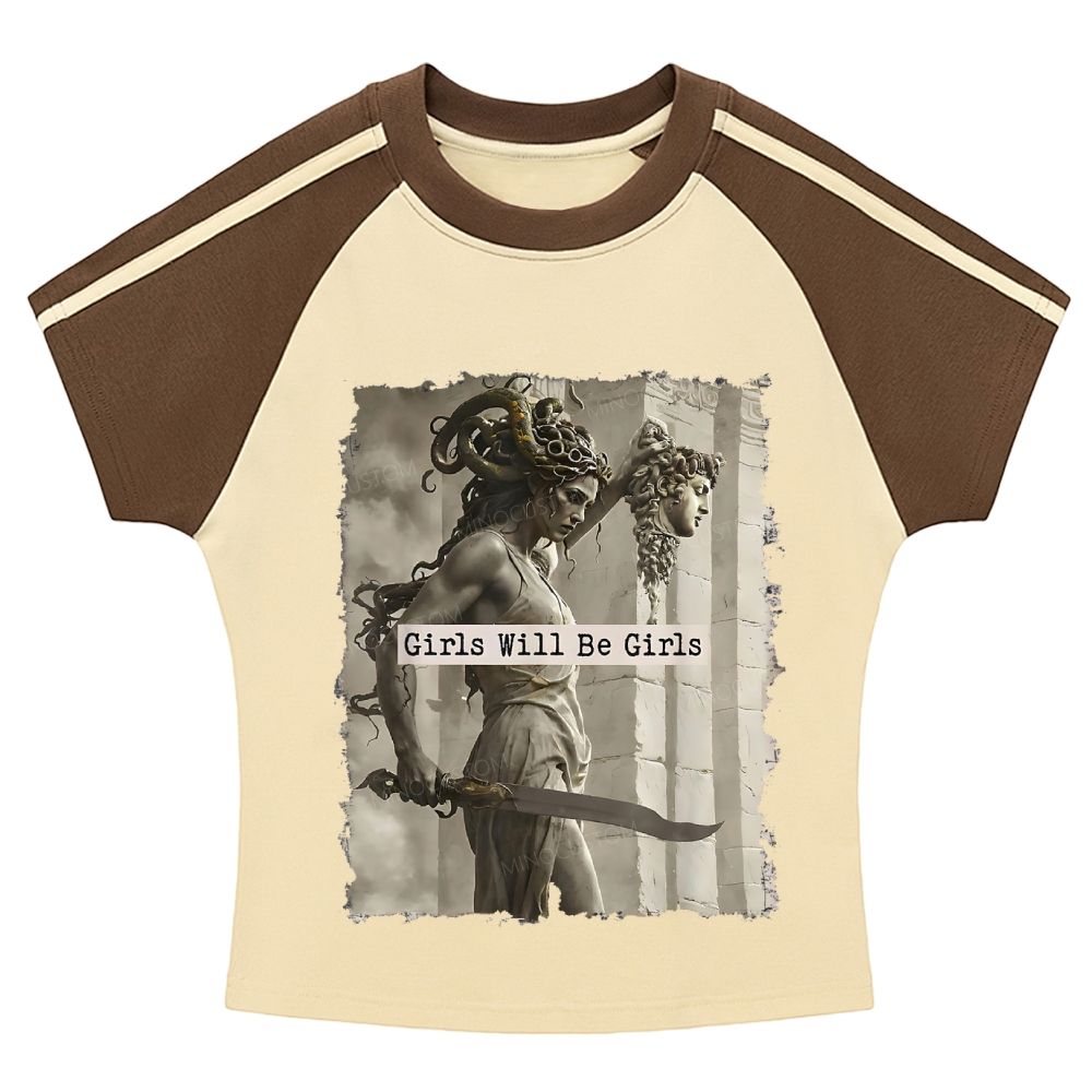 Medusa Mythology Feminist Stripe Raglan Baby Tee