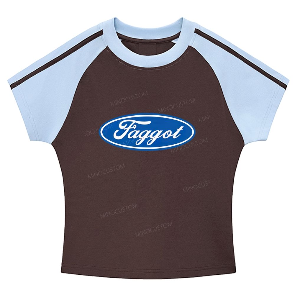Faggot Pride Y2K  Stripe Raglan Baby Tee