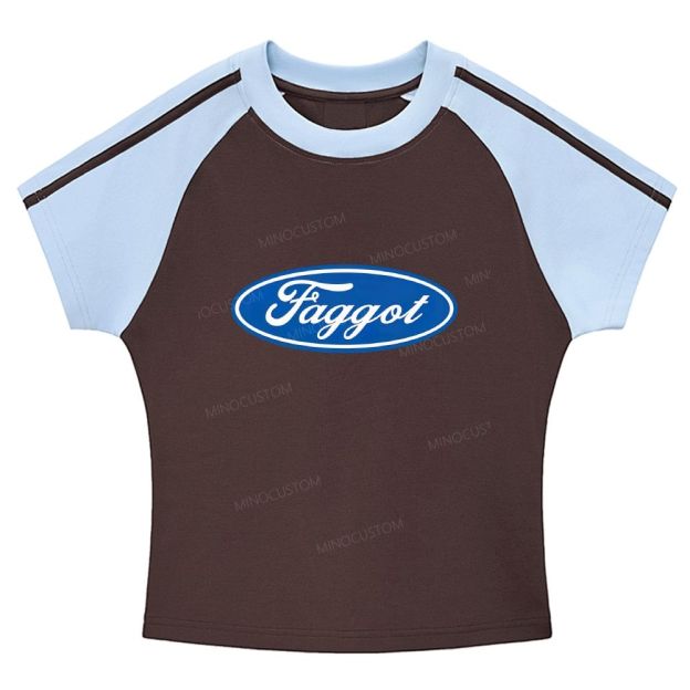 Faggot Pride Y2K  Stripe Raglan Baby Tee