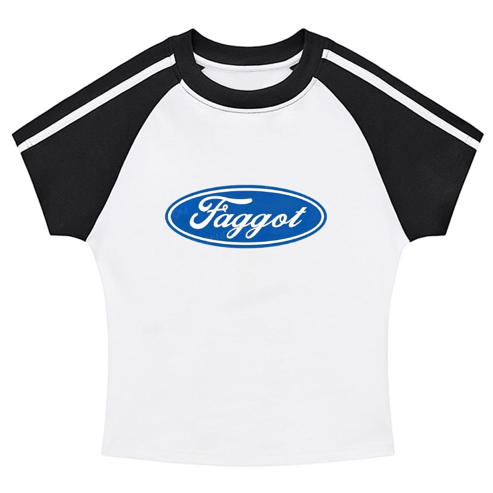 Faggot Pride Y2K  Stripe Raglan Baby Tee