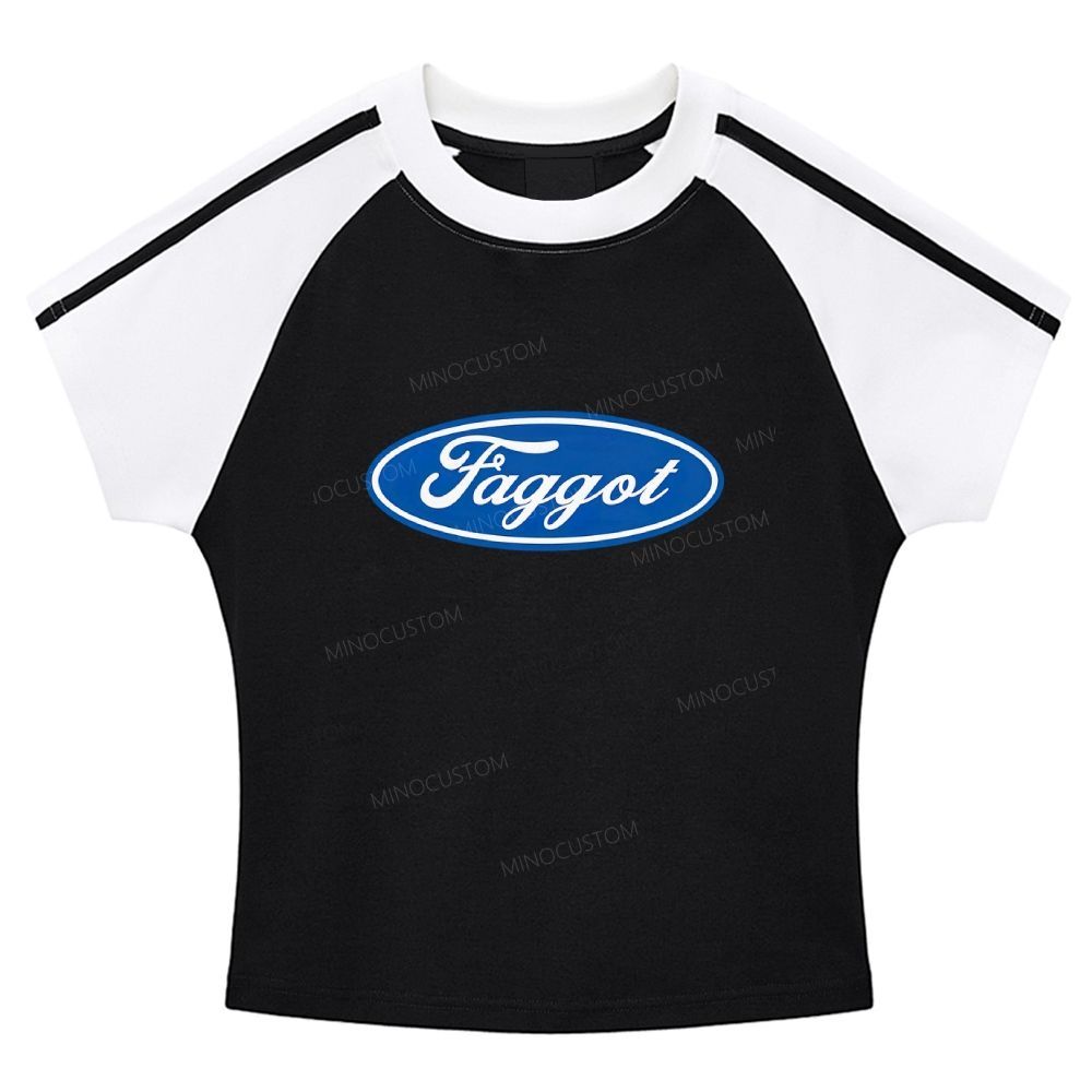 Faggot Pride Y2K Stripe Raglan Baby Tee