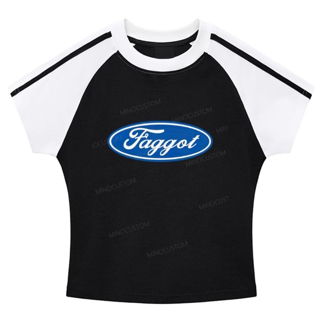 Faggot Pride Y2K  Stripe Raglan Baby Tee