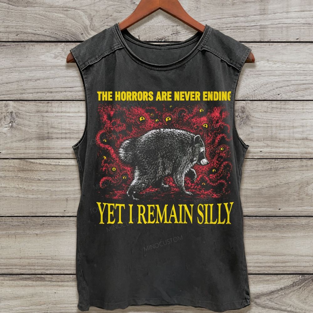 Jimothy Raccoon The Horrors Are Never Ending Washed Tank Top