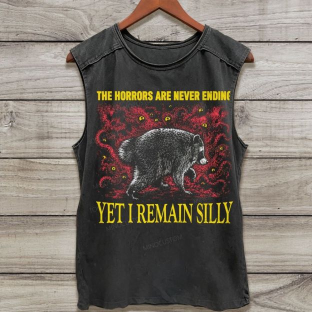 Jimothy Raccoon The Horrors Are Never Ending Washed Tank Top