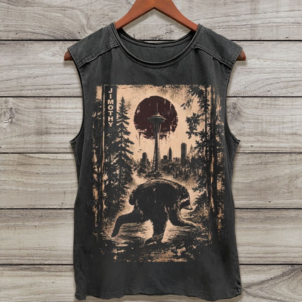 Vintage Forest City Raccoon Jimothy Washed Tank Top