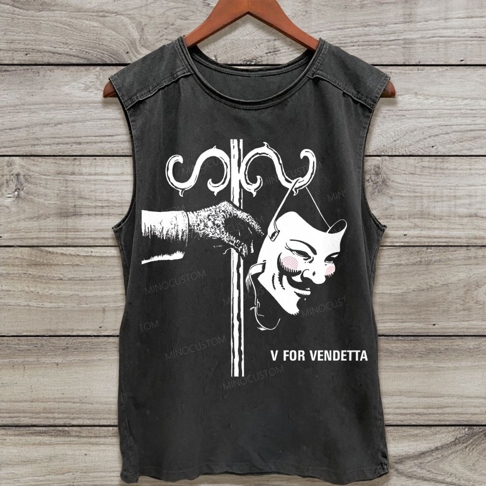 Vintage Anonymous Mask Washed Tank Top