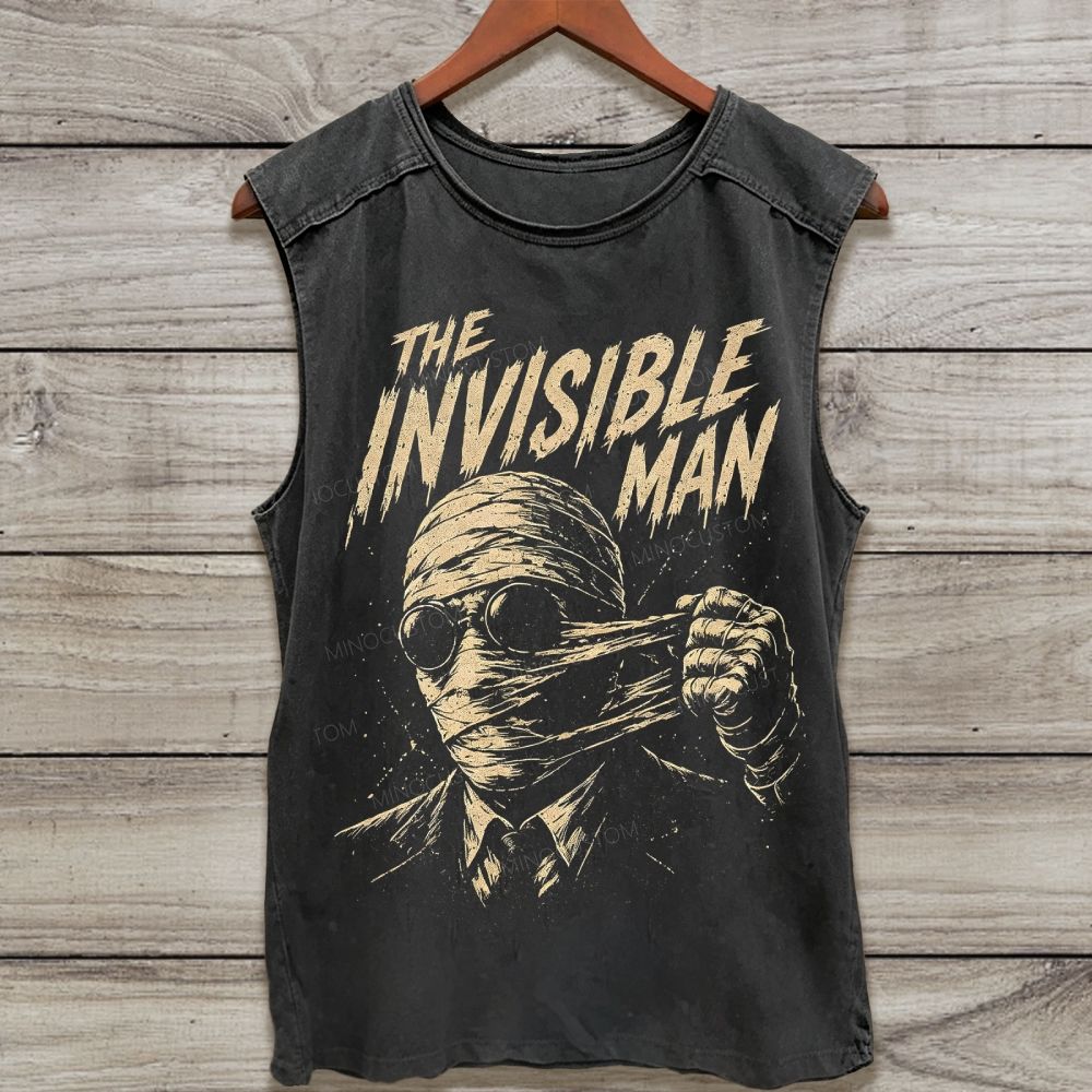 Vintage Mummy Figure Horror Graphic Washed Tank Top