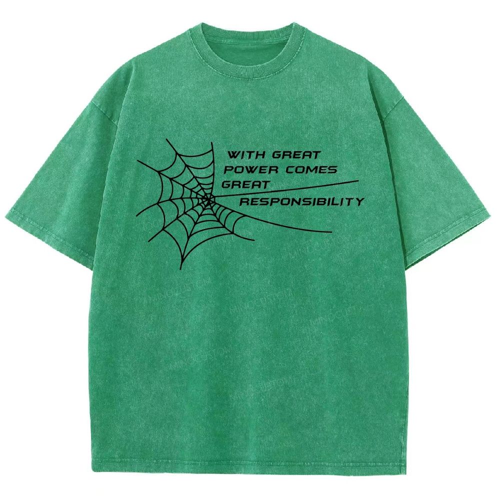 Spider Web Inspirational Quote Graphic Washed T-Shirt