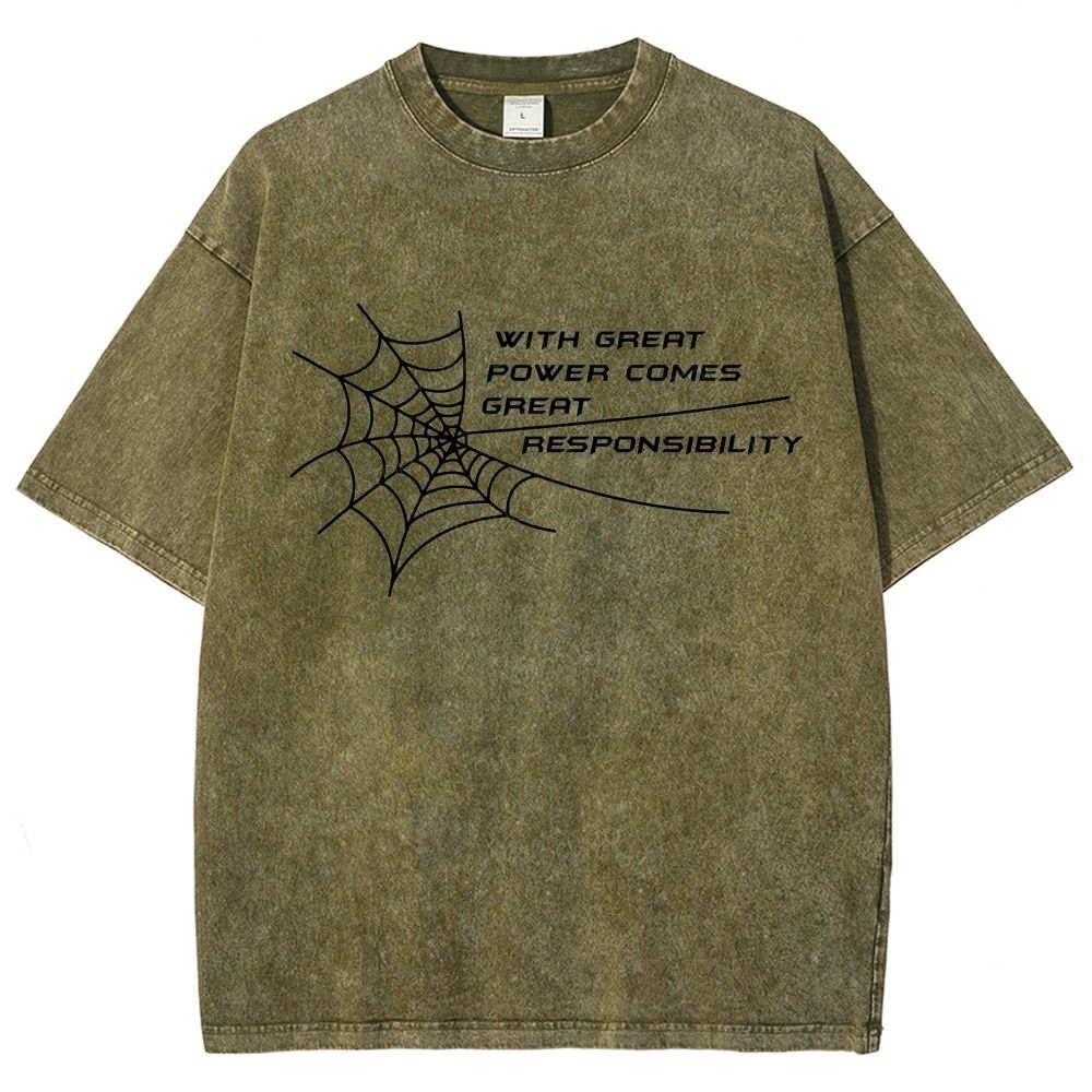 Spider Web Inspirational Quote Graphic Washed T-Shirt