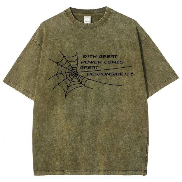 Spider Web Inspirational Quote Graphic Washed T-Shirt
