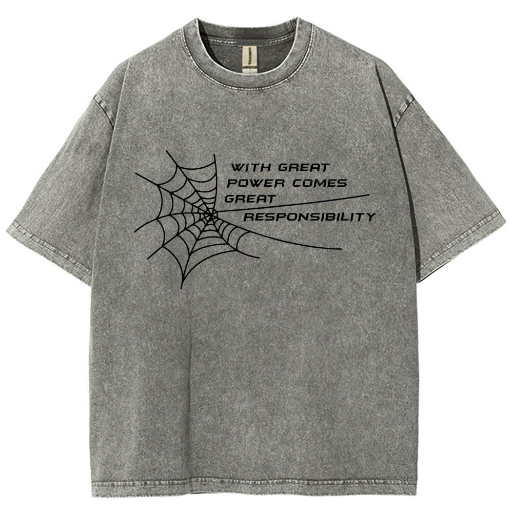 Spider Web Inspirational Quote Graphic Washed T-Shirt