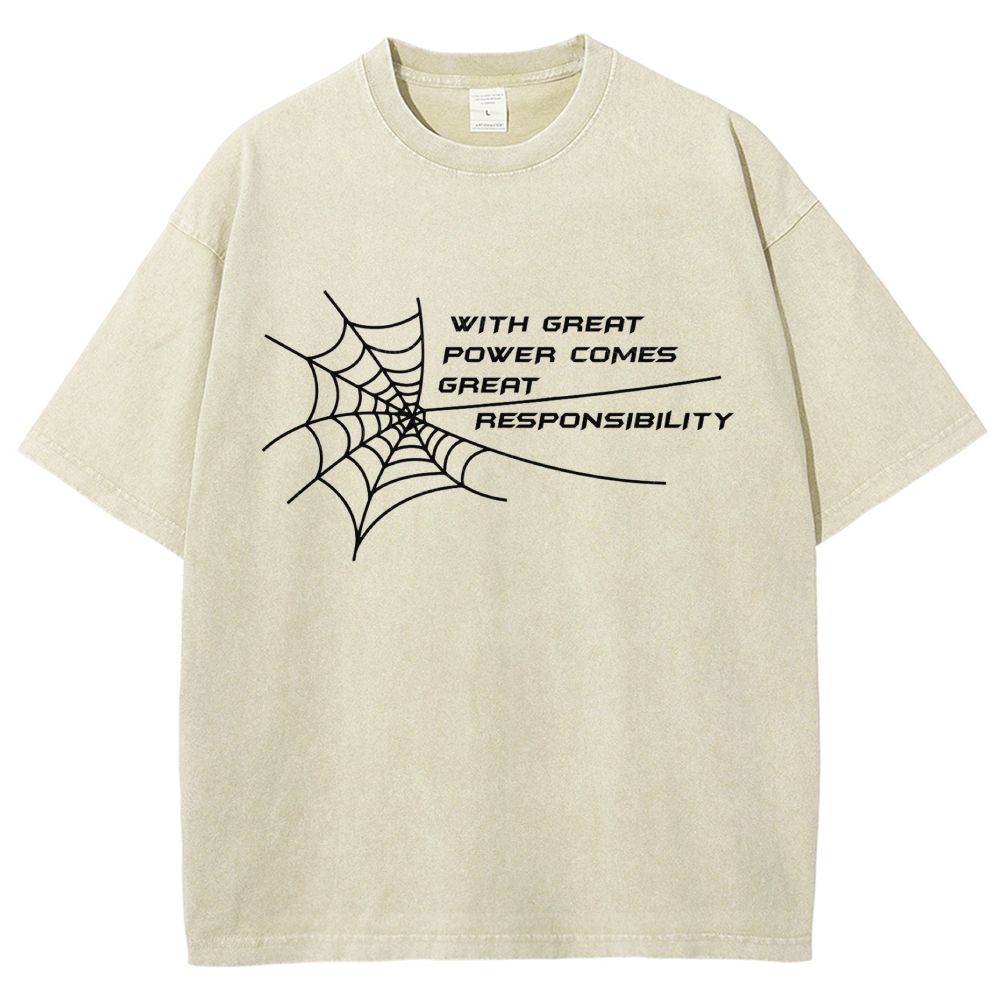 Spider Web Inspirational Quote Graphic Washed T-Shirt