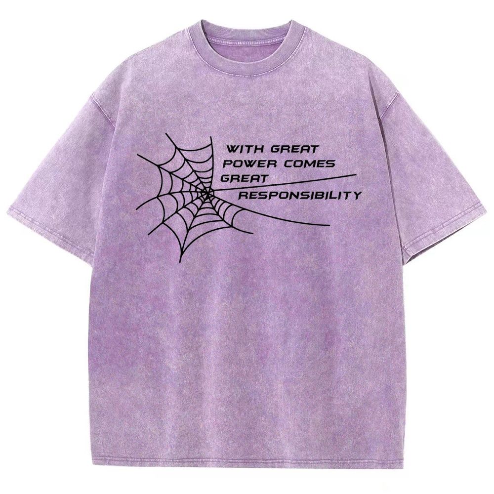 Spider Web Inspirational Quote Graphic Washed T-Shirt