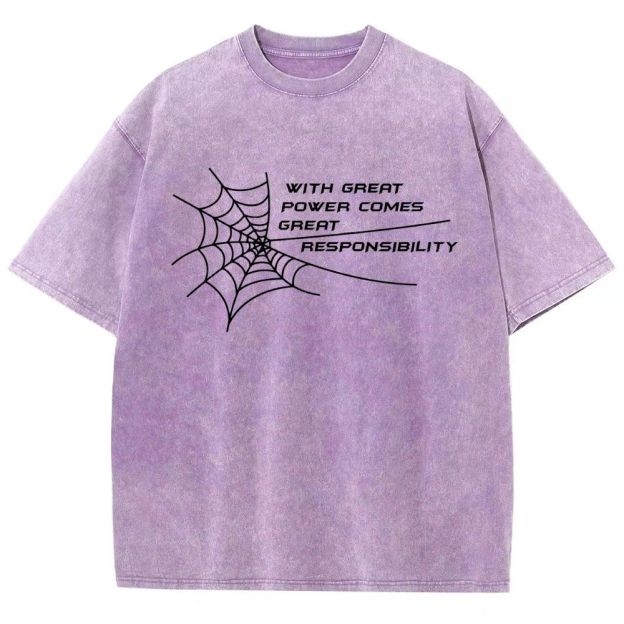 Spider Web Inspirational Quote Graphic Washed T-Shirt