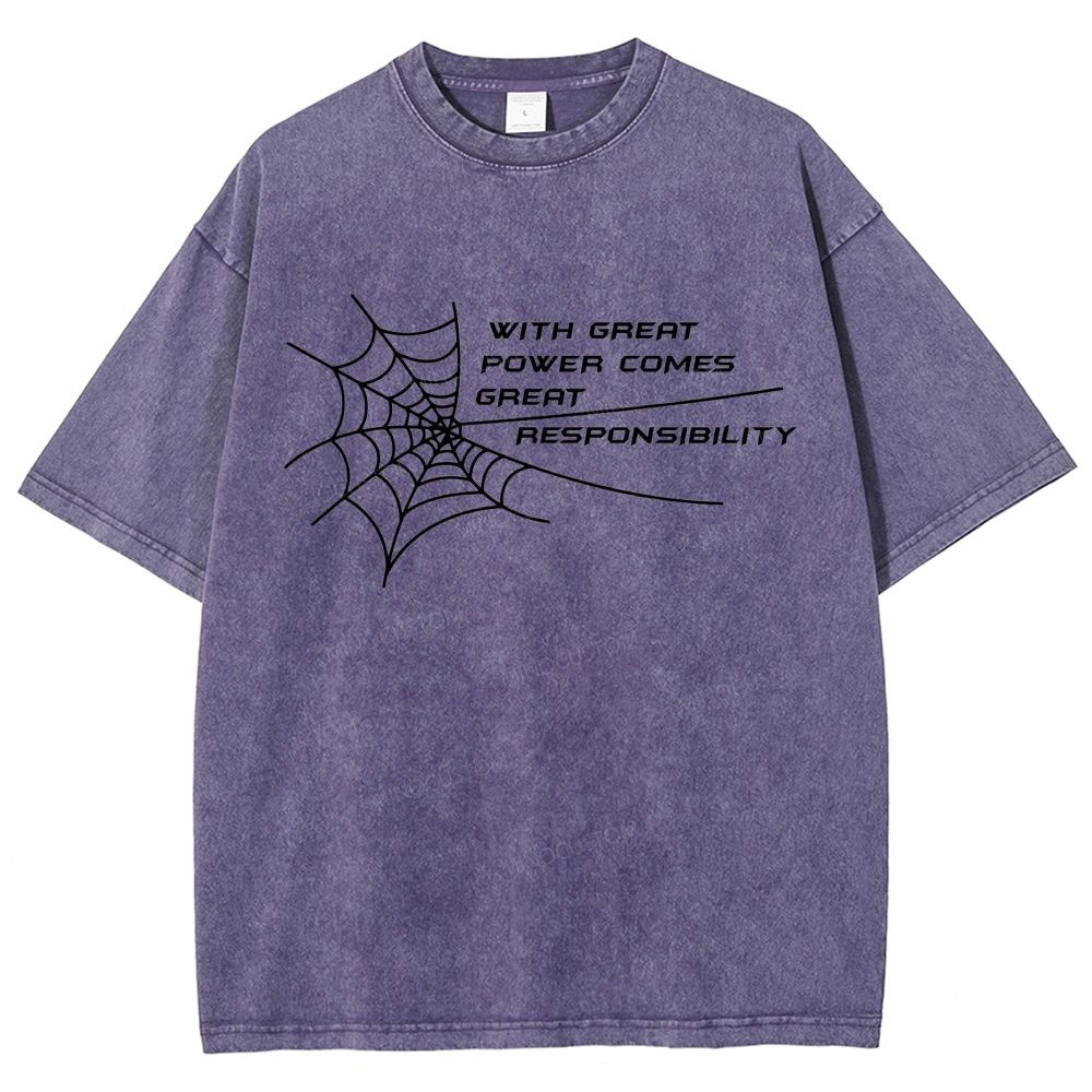Spider Web Inspirational Quote Graphic Washed T-Shirt