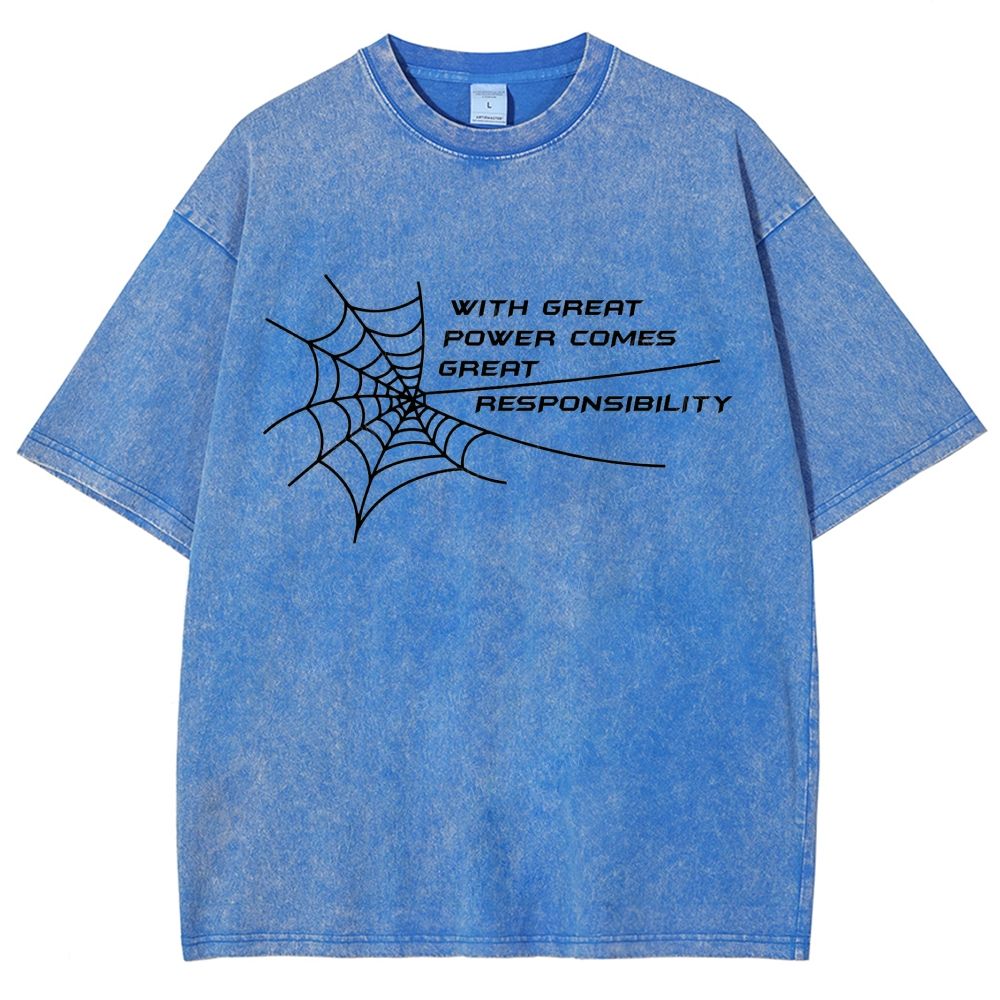 Spider Web Inspirational Quote Graphic Washed T-Shirt