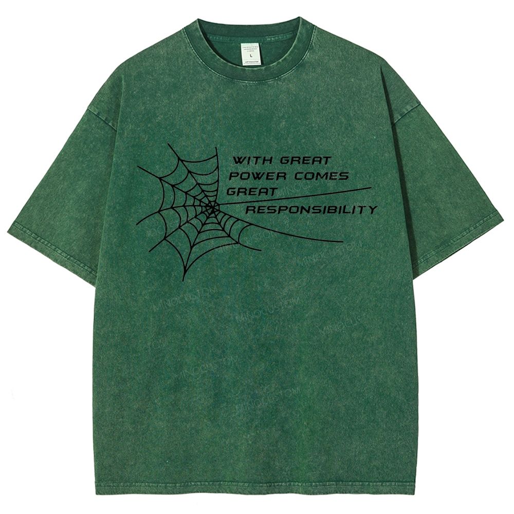 Spider Web Inspirational Quote Graphic Washed T-Shirt