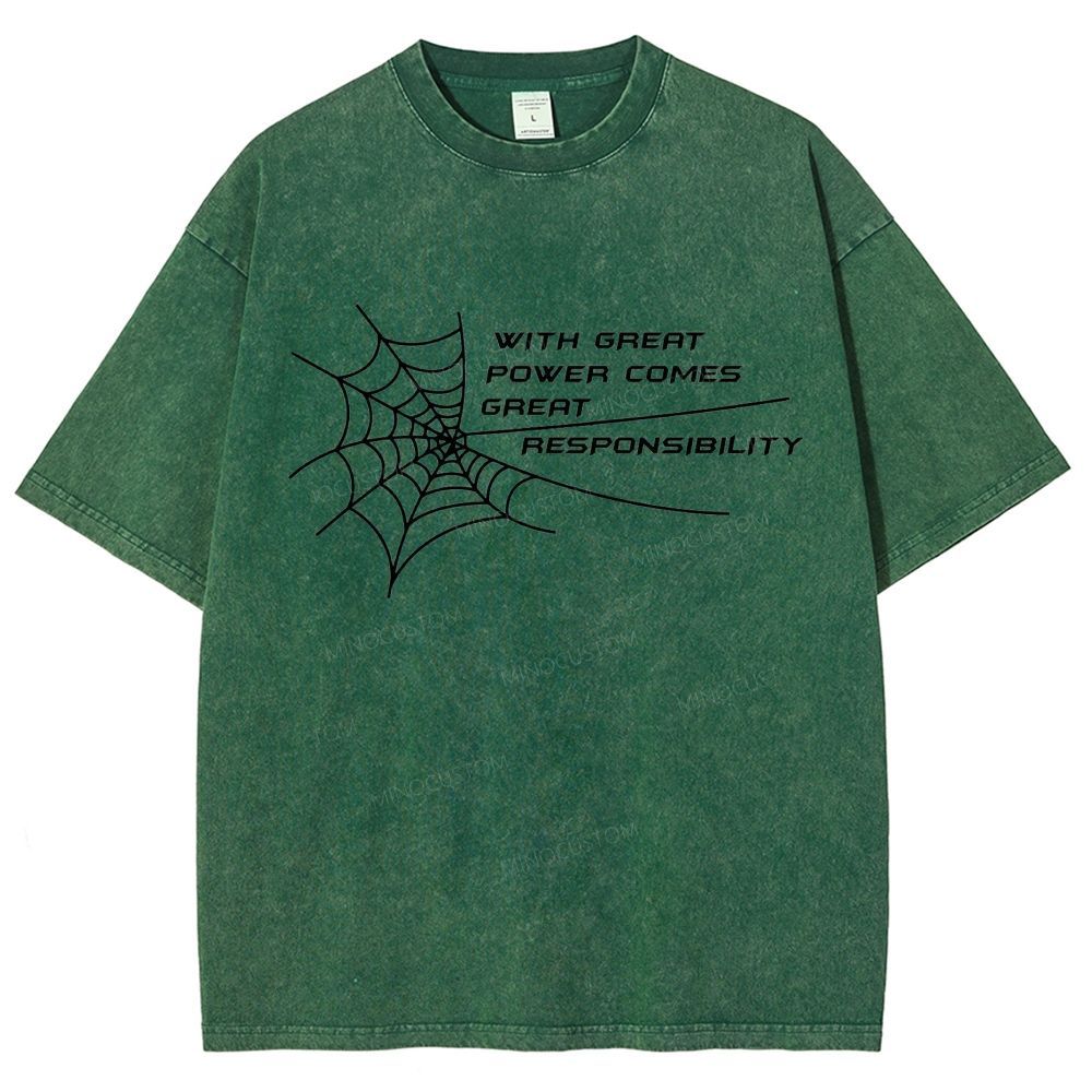 Spider Web Inspirational Quote Graphic Washed T-Shirt