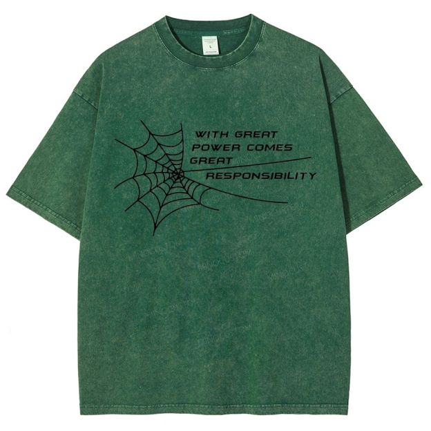 Spider Web Inspirational Quote Graphic Washed T-Shirt