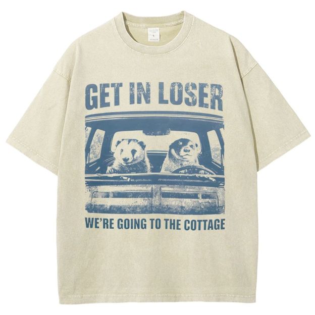 Vintage Two Otters Driving Truck Graphic Washed T-Shirt
