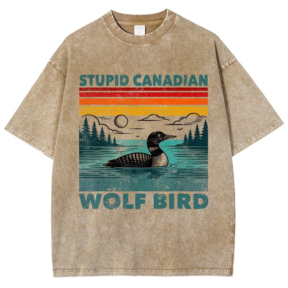 Stupid Canadian Wolfbird Washed T-Shirt