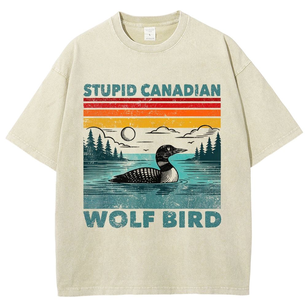 Stupid Canadian Wolfbird Washed T-Shirt