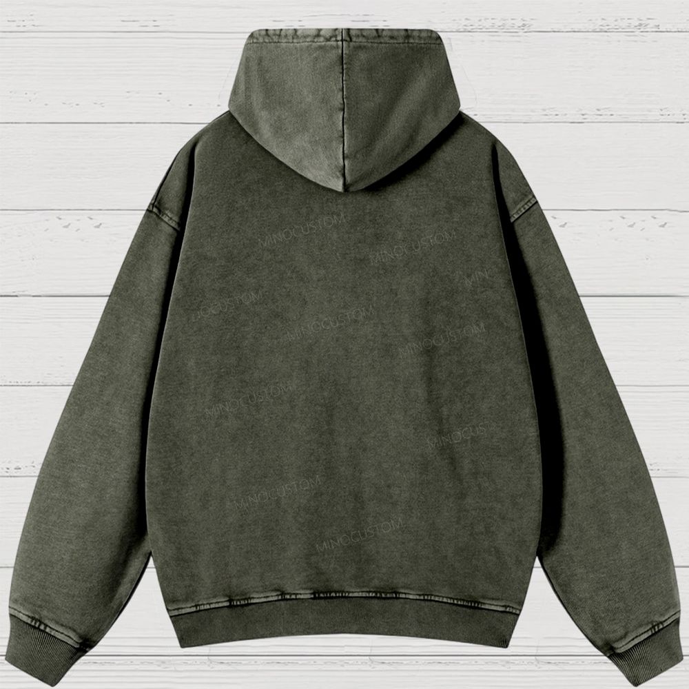 Retro Weird Creature Art Print Washed Hoodies 