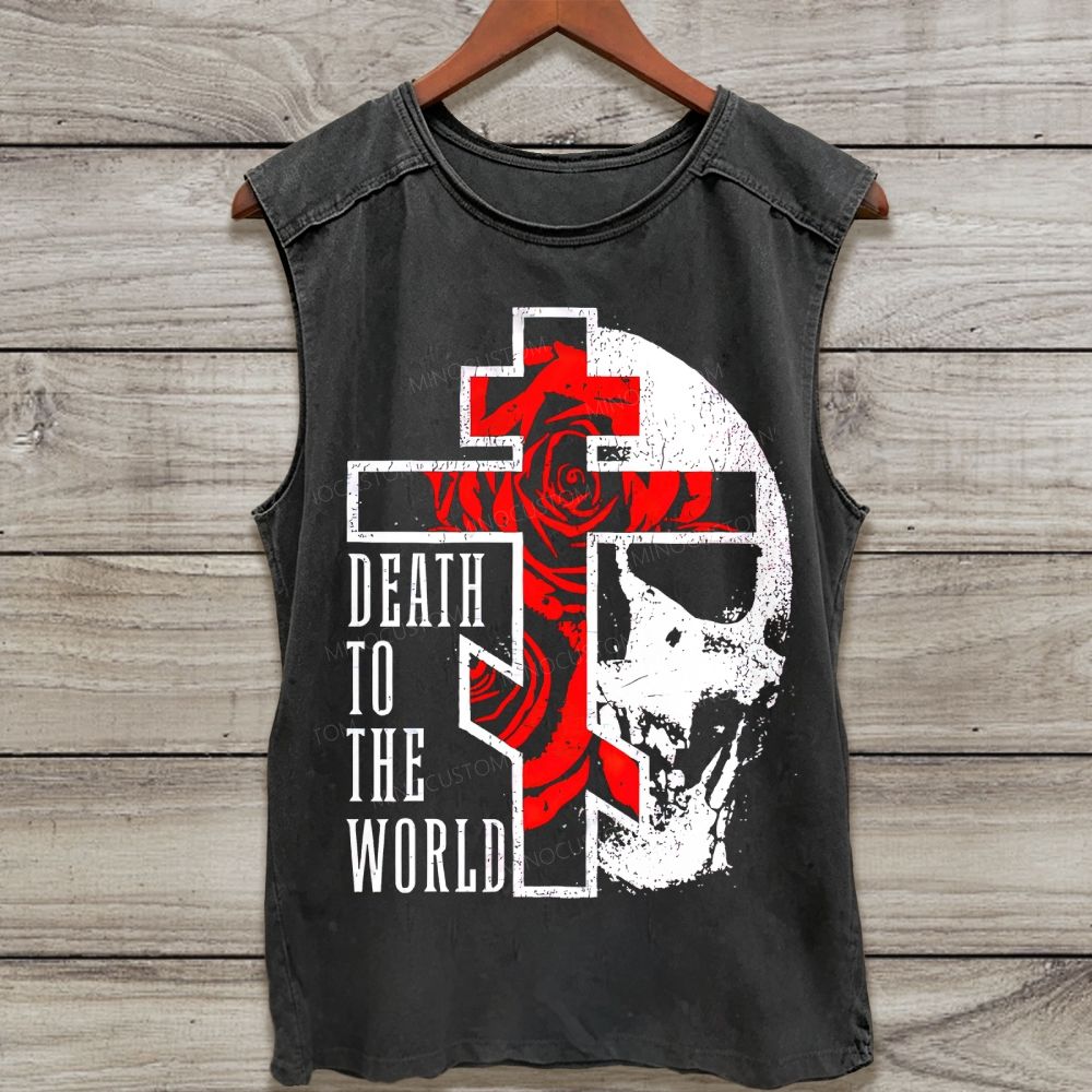 Vintage Skeleton Dog Boop Graphic Washed Tank Top