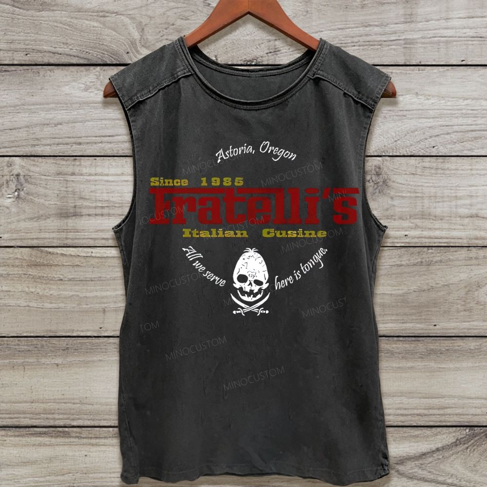 Vintage Pirate Skull Retro Diner Style Washed Tank Top
