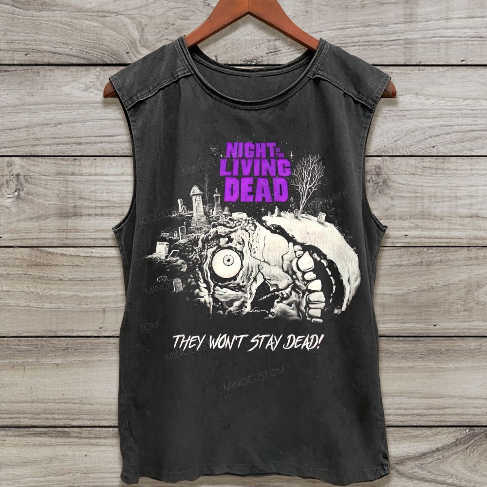 Vintage Zombie Graveyard Horror Graphic Washed Tank Top