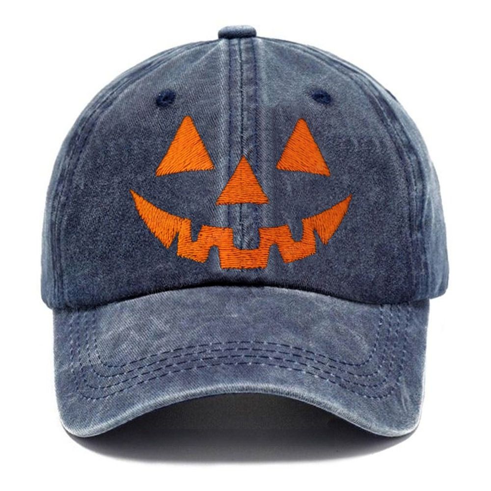 Classic Jack‑o‑Lantern Embroidery Halloween Unisex Vintage Casual Washed Cap