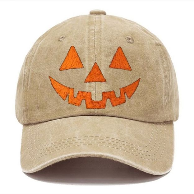 Classic Jack‑o‑Lantern Embroidery Halloween Unisex Vintage Casual Washed Cap