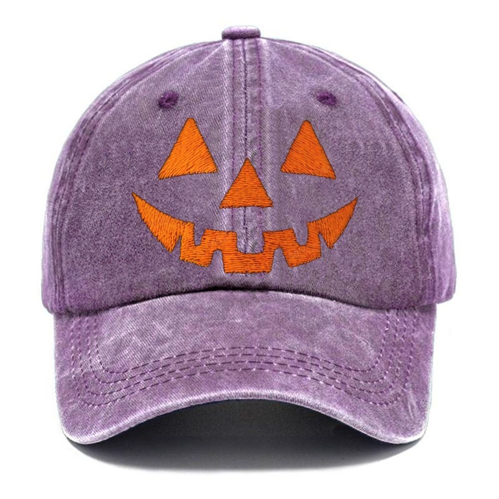 Classic Jack‑o‑Lantern Embroidery Halloween Unisex Vintage Casual Washed Cap