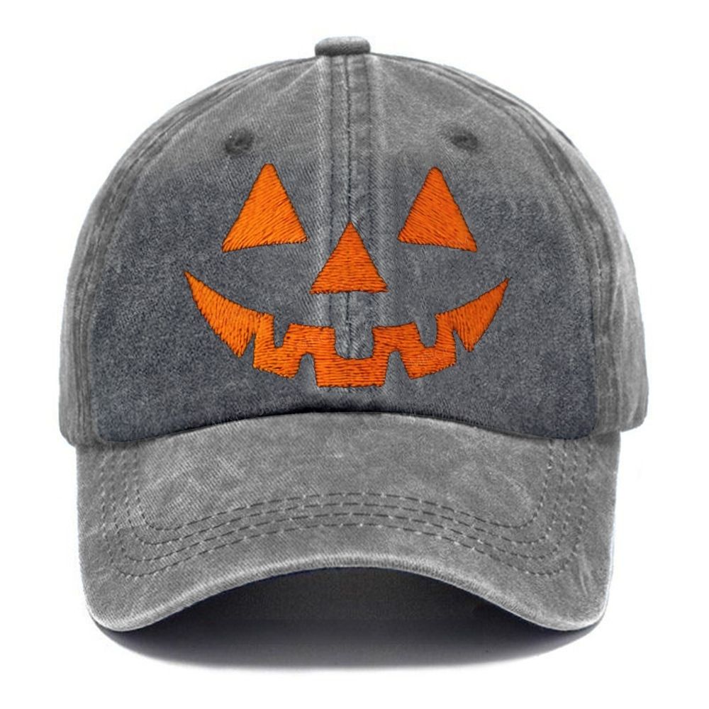 Classic Jack‑o‑Lantern Embroidery Halloween Unisex Vintage Casual Washed Cap