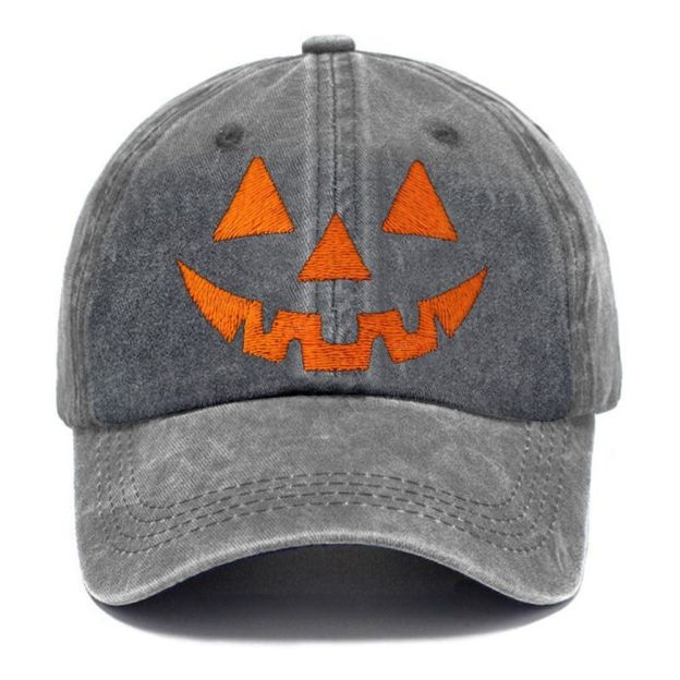 Classic Jack‑o‑Lantern Embroidery Halloween Unisex Vintage Casual Washed Cap