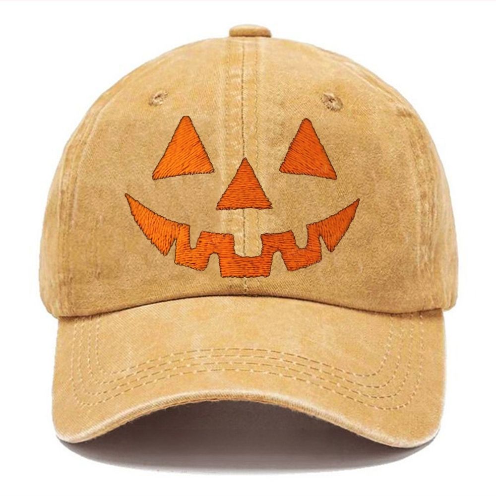 Classic Jack‑o‑Lantern Embroidery Halloween Unisex Vintage Casual Washed Cap