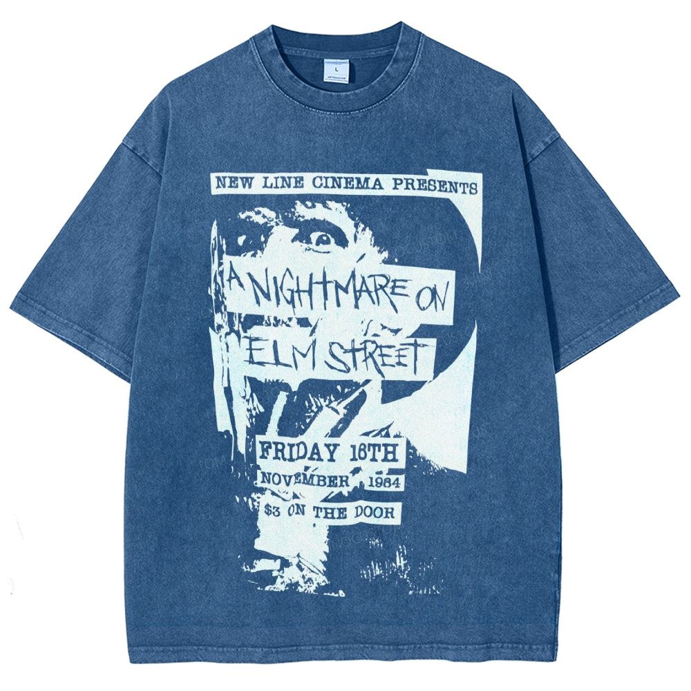 Distressed Retro Horror Flyer Grainy Washed T-Shirt