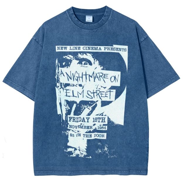 Distressed Retro Horror Flyer Grainy Washed T-Shirt