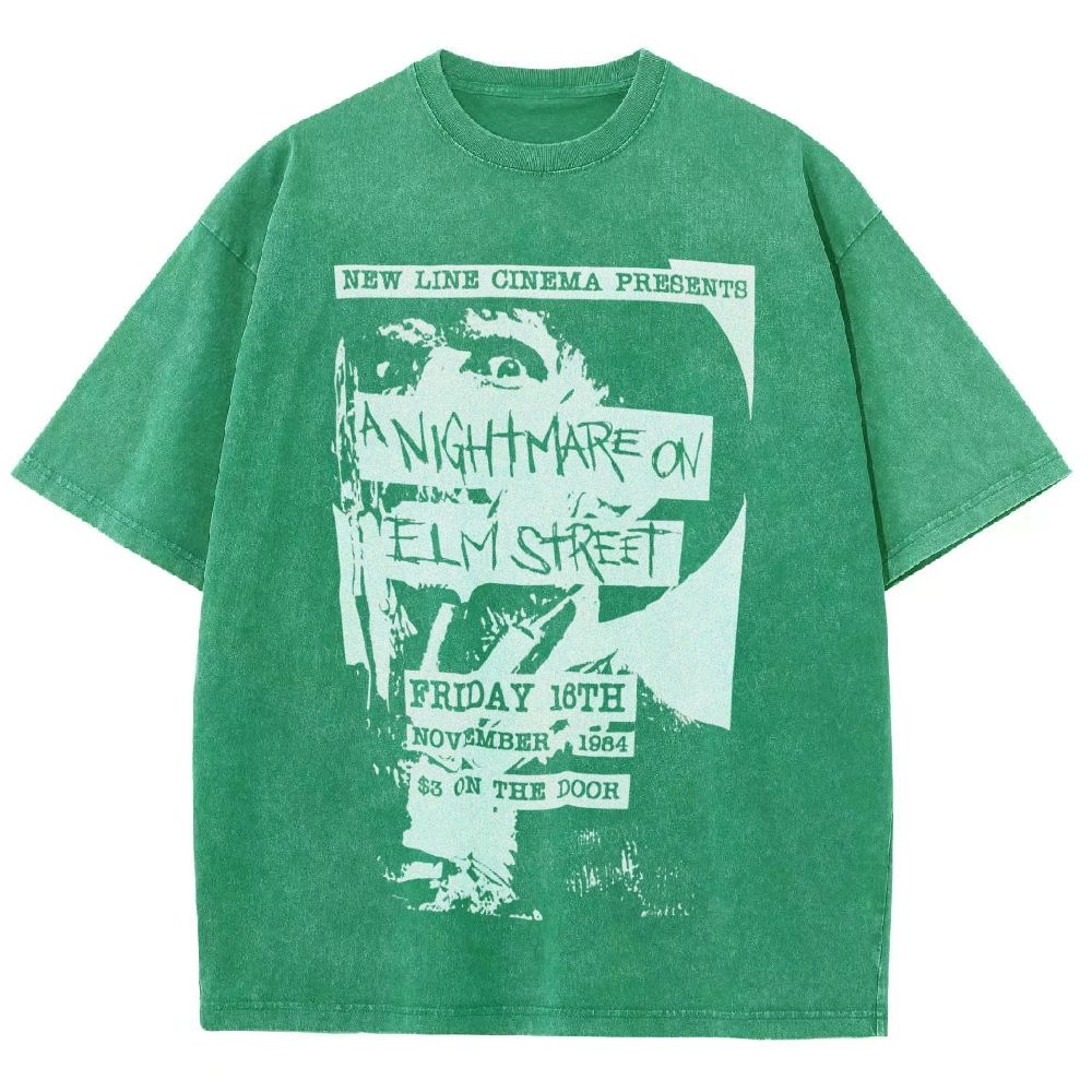 Distressed Retro Horror Flyer Grainy Washed T-Shirt