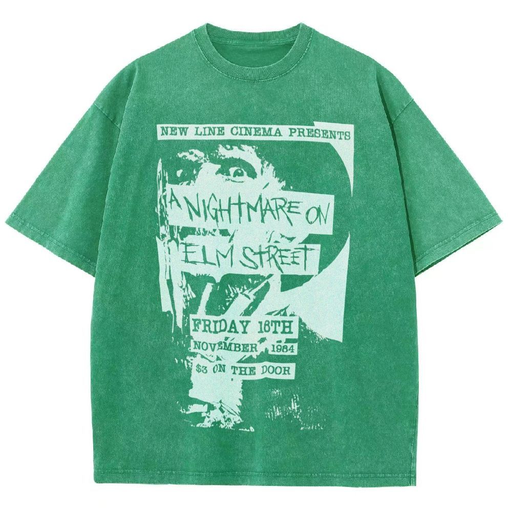 Distressed Retro Horror Flyer Grainy Washed T-Shirt