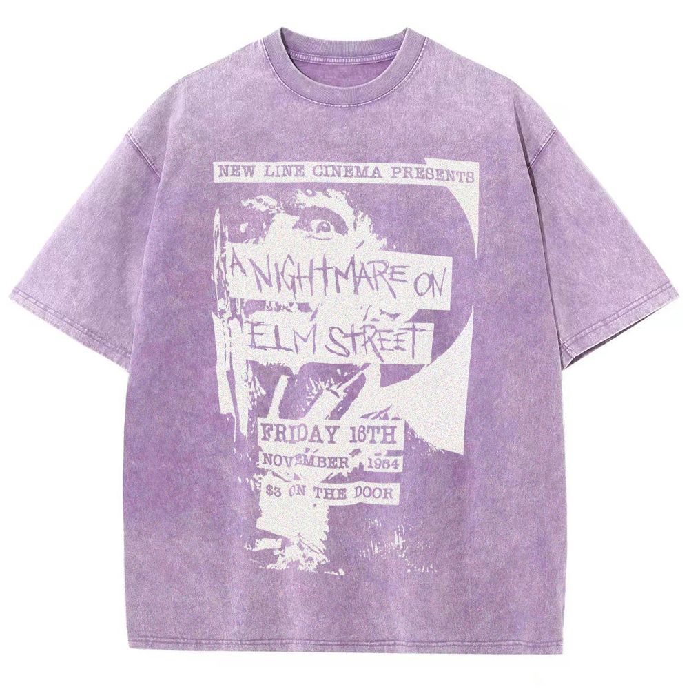 Distressed Retro Horror Flyer Grainy Washed T-Shirt