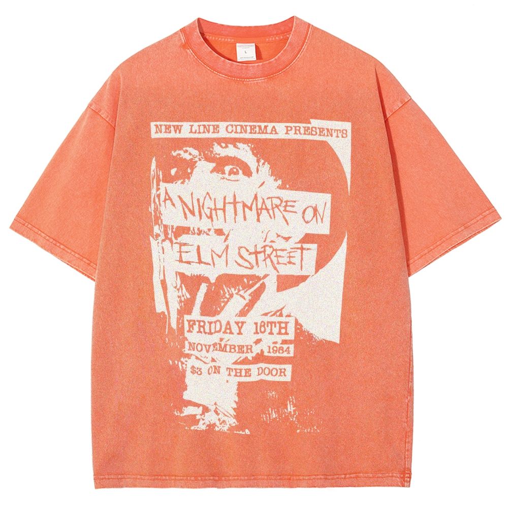 Distressed Retro Horror Flyer Grainy Washed T-Shirt