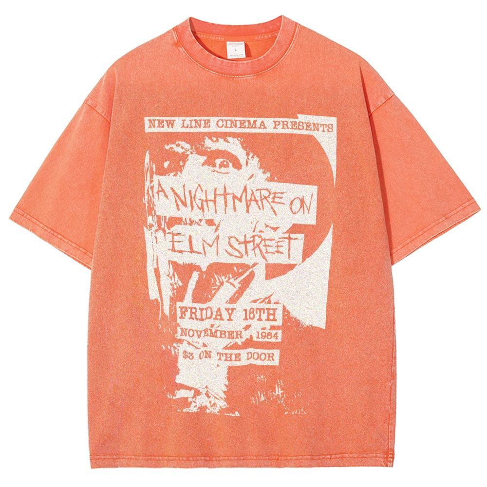 Distressed Retro Horror Flyer Grainy Washed T-Shirt