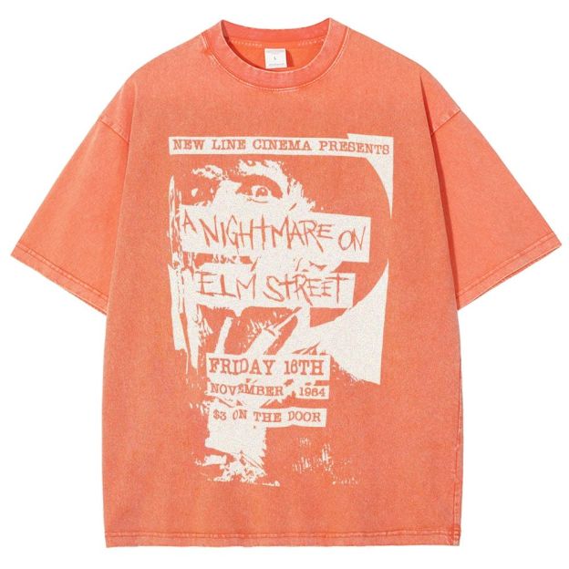 Distressed Retro Horror Flyer Grainy Washed T-Shirt