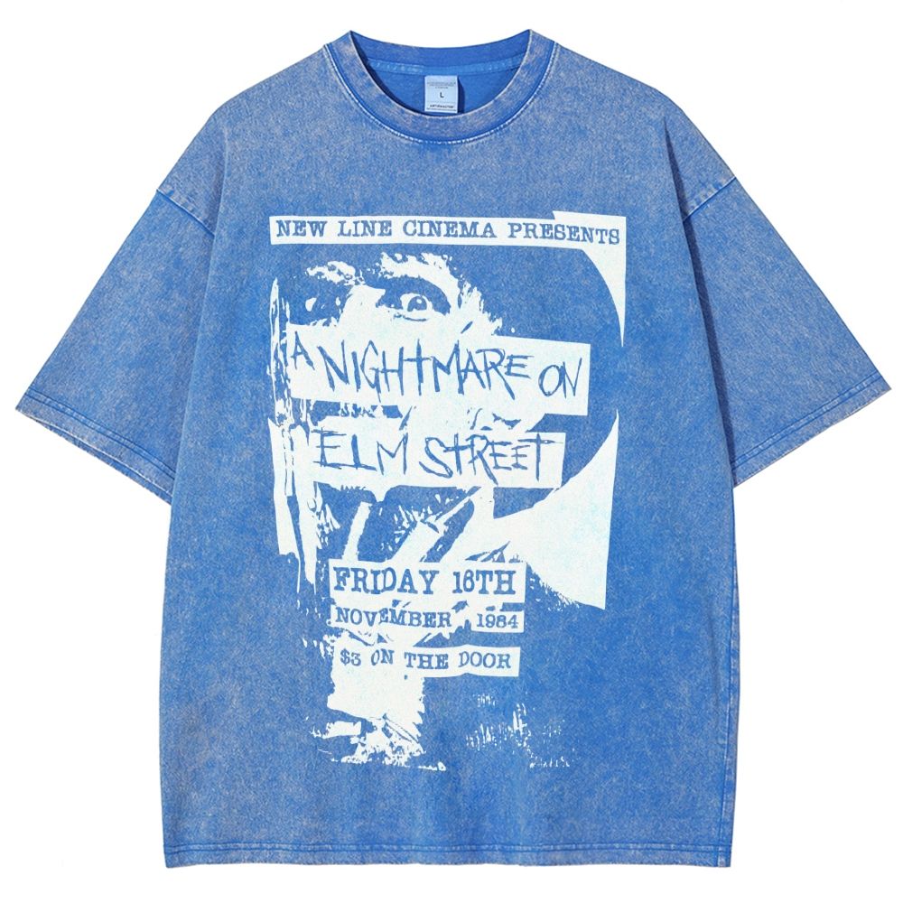 Distressed Retro Horror Flyer Grainy Washed T-Shirt