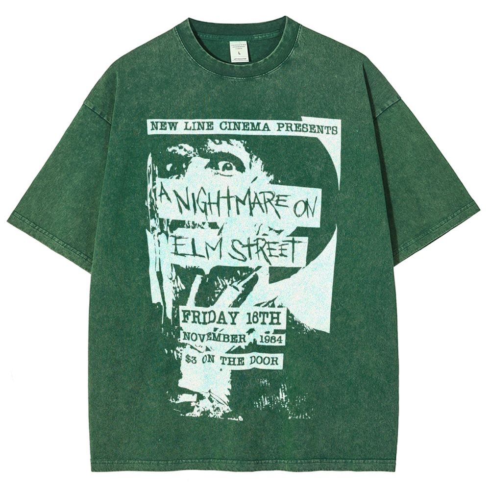 Distressed Retro Horror Flyer Grainy Washed T-Shirt