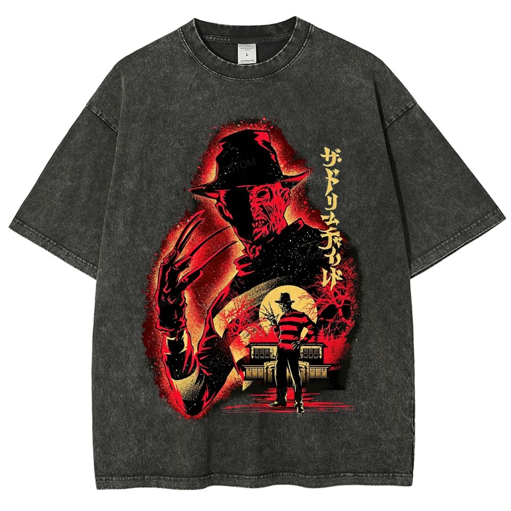 Distressed Retro Horror Flyer Grainy Washed T-Shirt