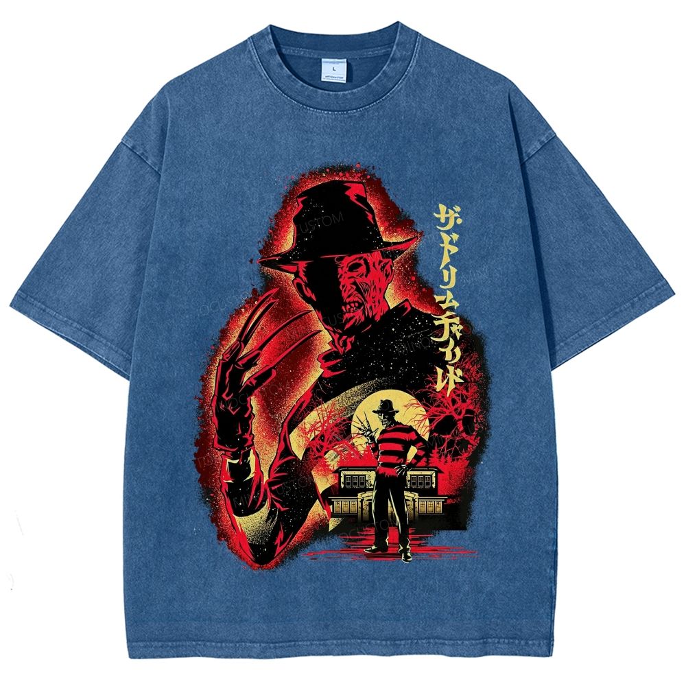 Distressed Retro Horror Flyer Grainy Washed T-Shirt