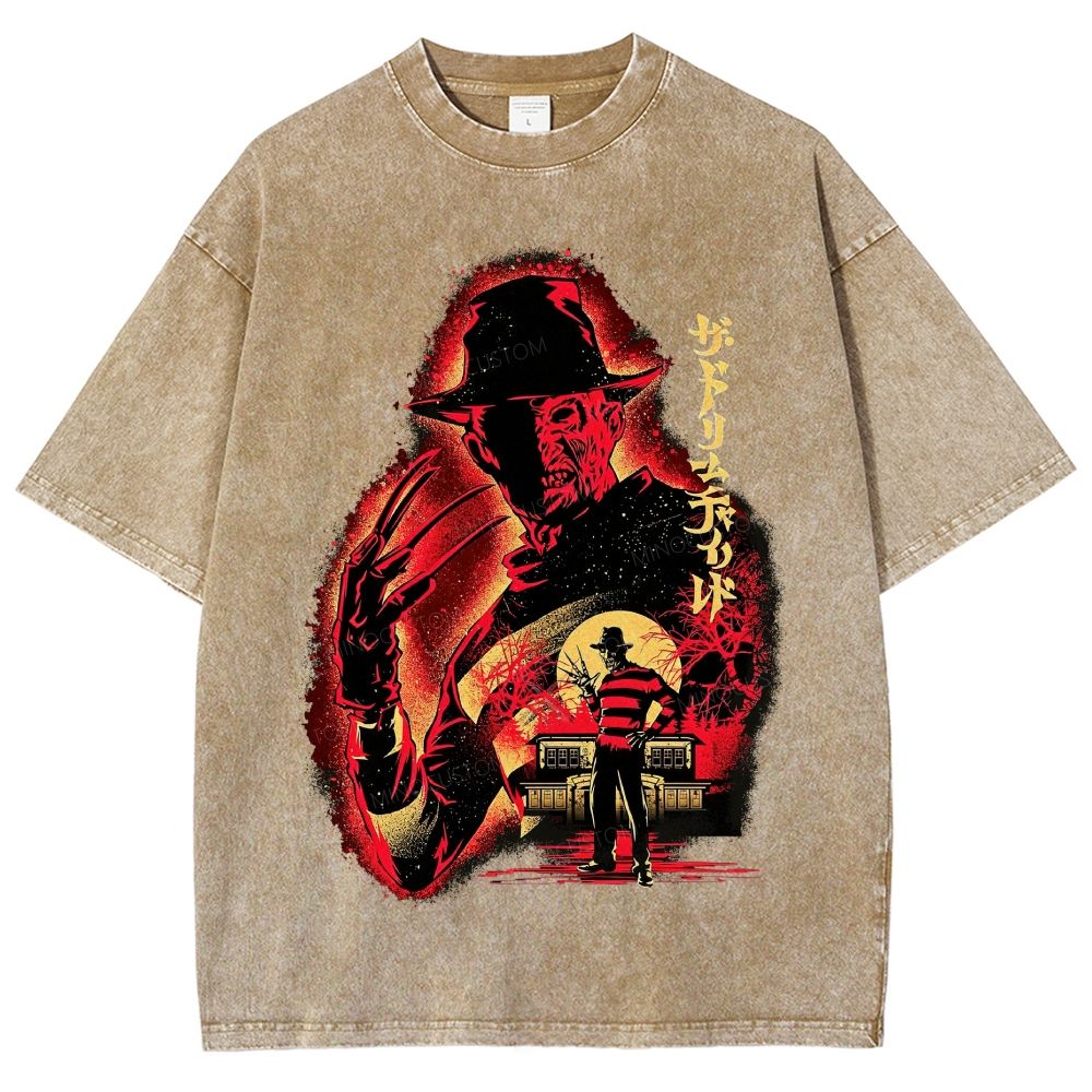 Distressed Retro Horror Flyer Grainy Washed T-Shirt
