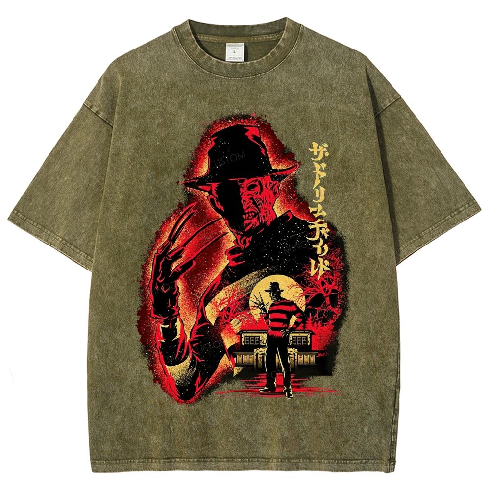 Distressed Retro Horror Flyer Grainy Washed T-Shirt